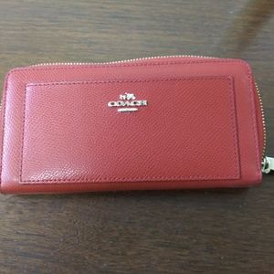 Coach watermelon accordion zip wallet